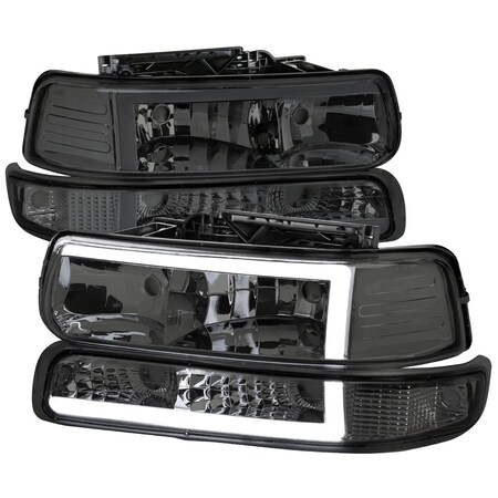 Spec-D Tuning 99-02 CHEVROLET SILVERADO CHROME HOUSING SMOKED LENS WITH LED BAR, PK 2 LBLH-SIV99G-G3-RS